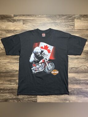 Vintage Harley Davidson Shirt XL Polar Bear Canada Poole's Cycle Hamilton 1998